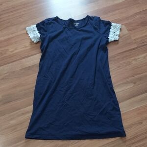 Lilly Pulitzer Navy Mini Dress with White Floral Sleeve Accents